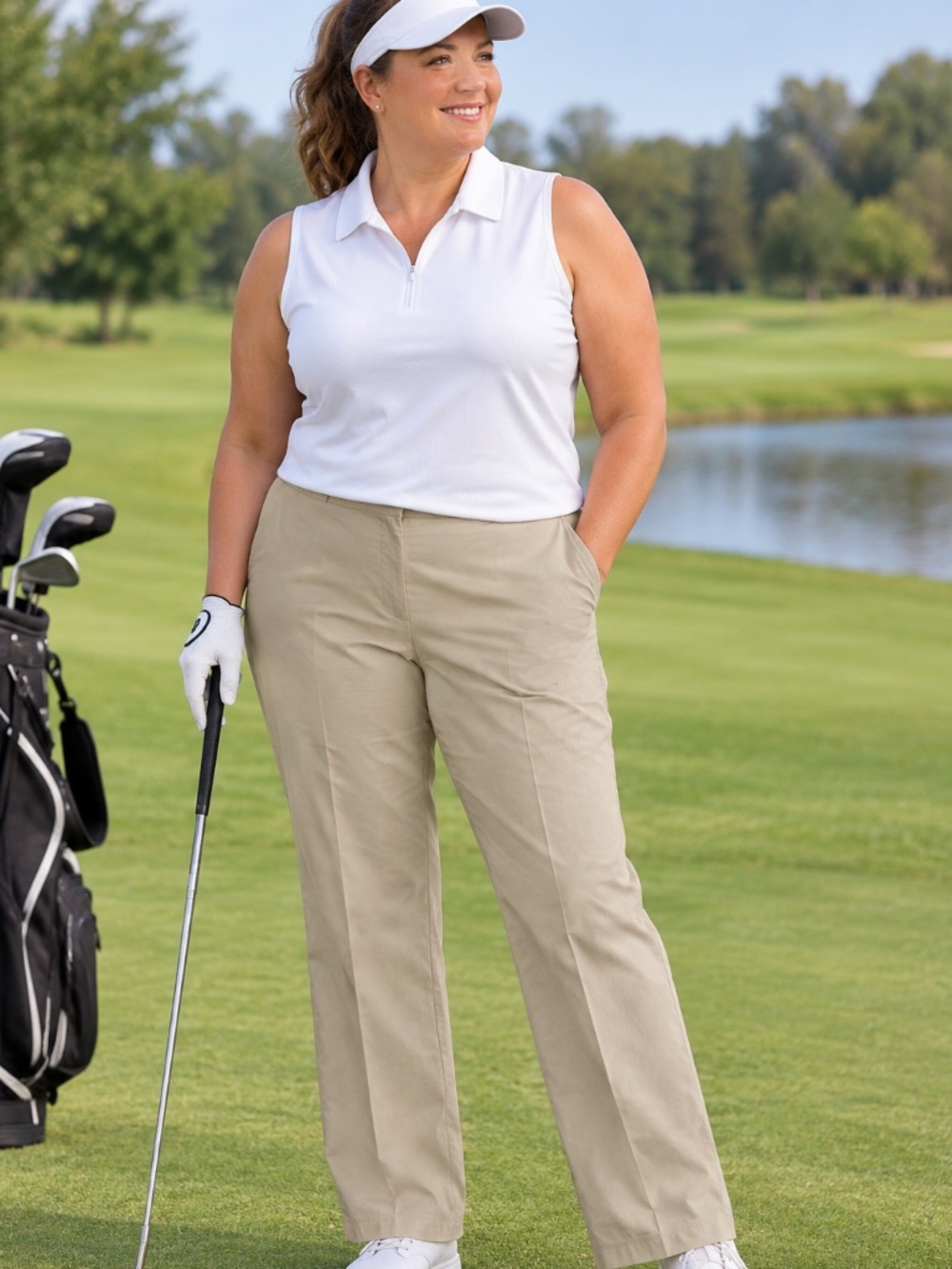 NIKE GOLF Beige Women's Golf Pants Size 14 never worn